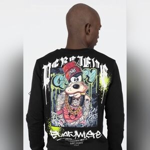 Left Point Black Graphic Crewneck Sweater